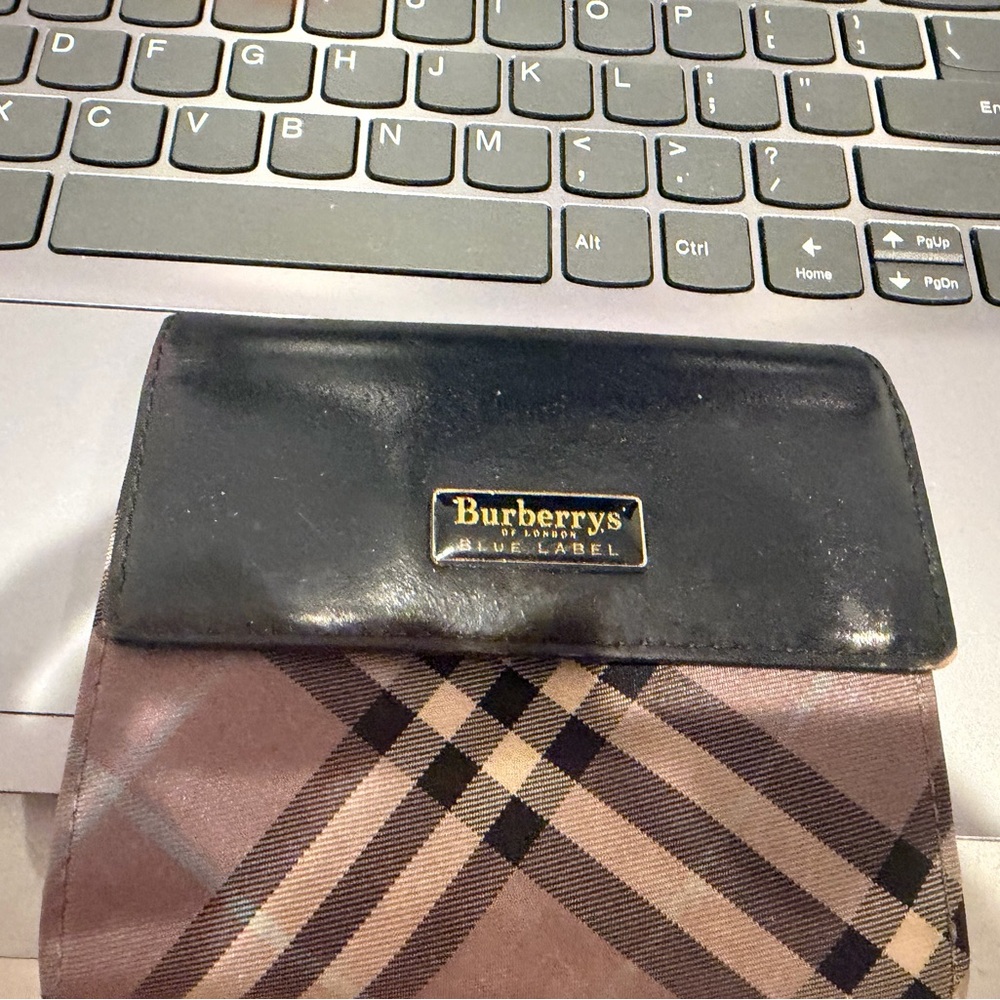 Burberry Black and Brown Plaid Card Holder